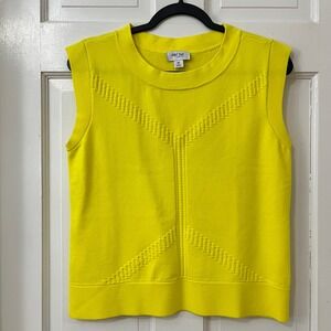 Per Se by Carlisle Knit Shell Sz M Neon Yellow Textured Tank Bold Office Layers